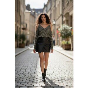 Express Olive Green Stripe Cold Shoulder Top Small NWT Off Shoulder Blouse